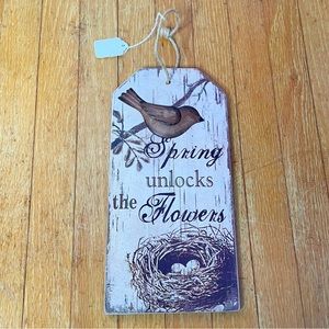 Wooden Spring Bird Plaque New Dead-stock